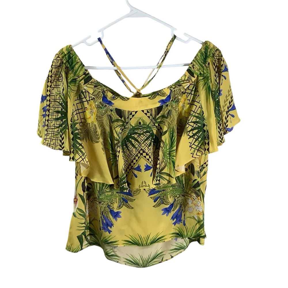 Ted Baker Royal Palm Tie Back Top Silk Blend Lightweight - Picture 2 of 9